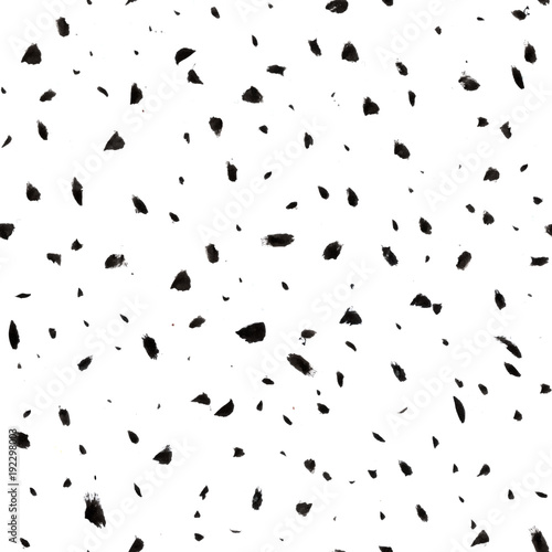 Seamless pattern with black watercolour brush dabs