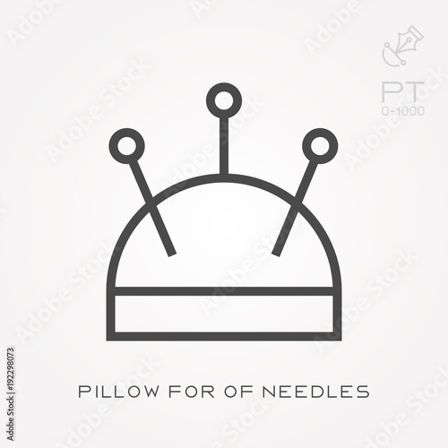 Line icon pillow for of needles