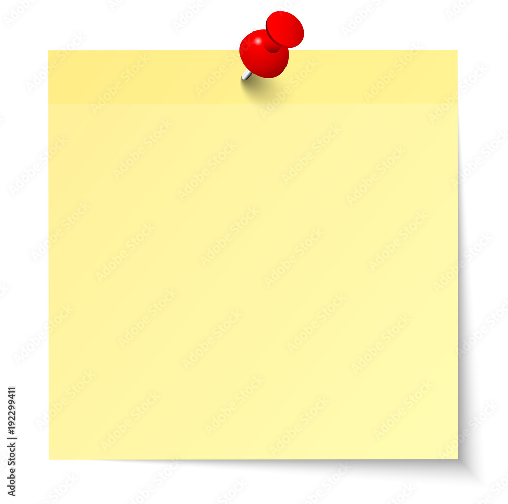 Yellow Stick Note & Red Pin Yellow Stick Note & Red Pin