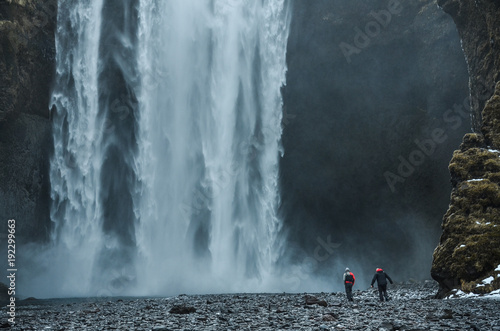 iceland nature, winter travel photo in snow, adventure, trip, hiking, mountains.