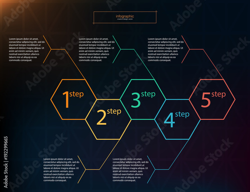 Business infographic concept. Vector elements for infographic. Template infographic 5 position, steps.