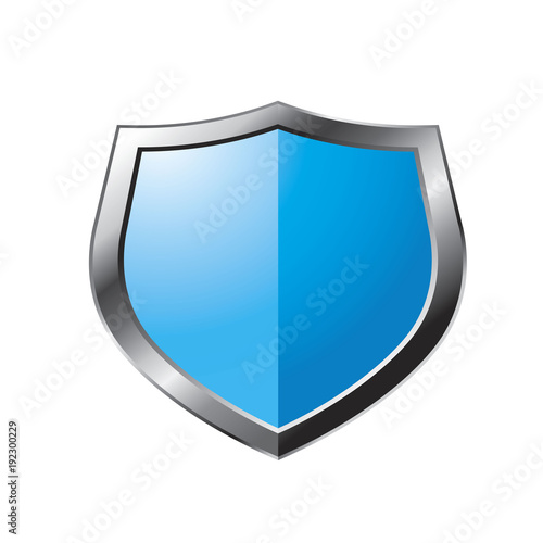 blue and silver color shield vector logo type