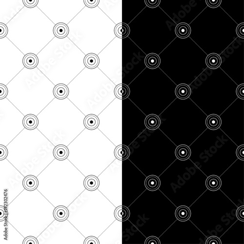 Set of geometric ornaments. Black and white seamless patterns