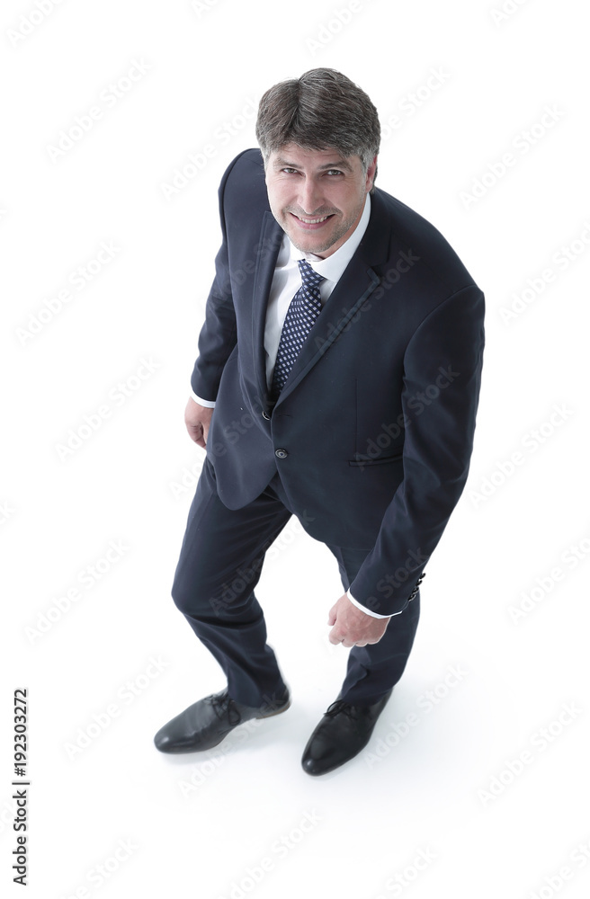 Top view confident businessman goes forward. Top view confident businessman goes forward.