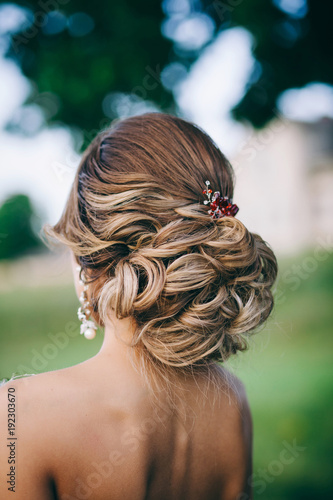 Beautiful bride with fashion wedding hairstyle