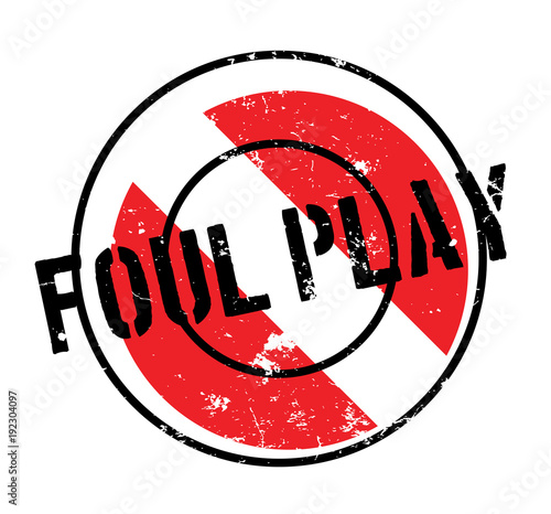 Foul Play rubber stamp. Grunge design with dust scratches. Effects can be easily removed for a clean, crisp look. Color is easily changed.