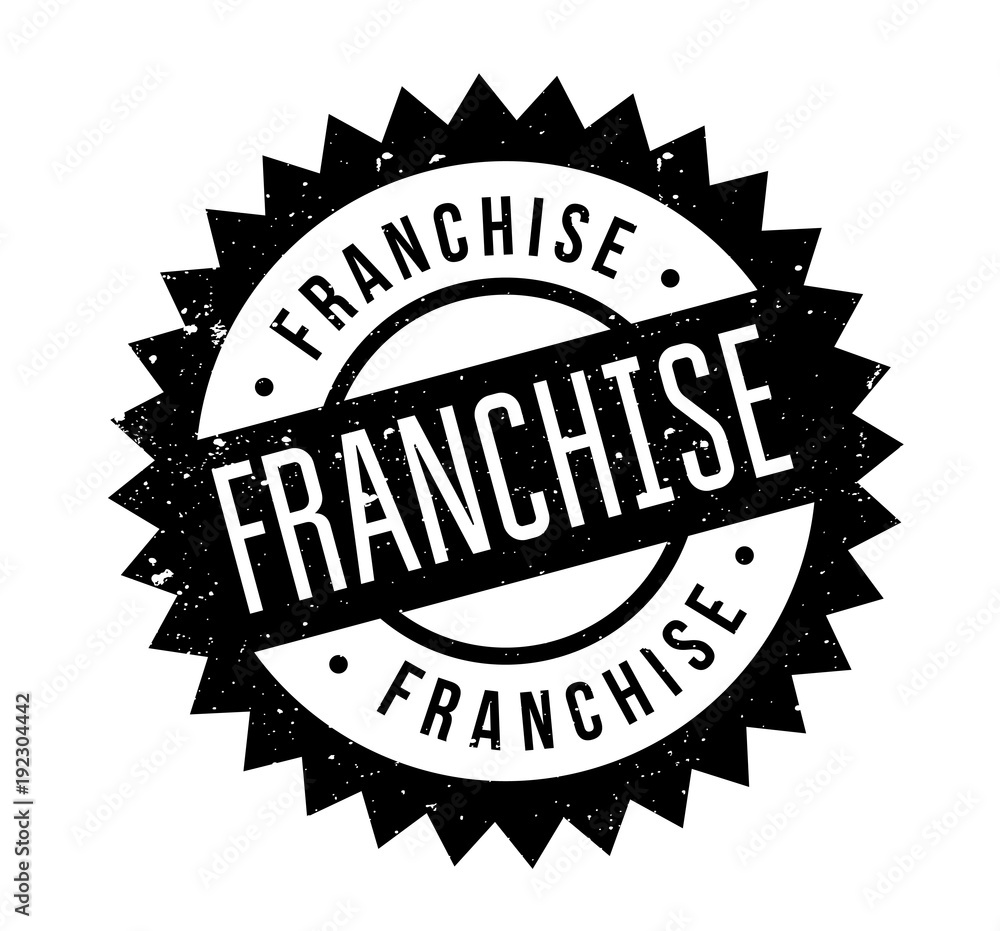 Franchise rubber stamp. Grunge design with dust scratches. Effects can be easily removed for a clean, crisp look. Color is easily changed.