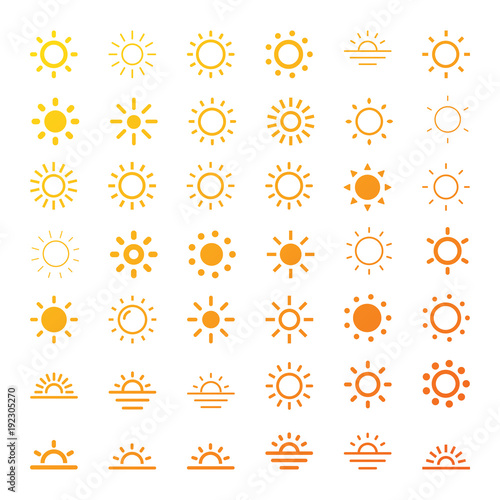 Sun icon line vector set. Sun silhouette. Isolated vector illustration.