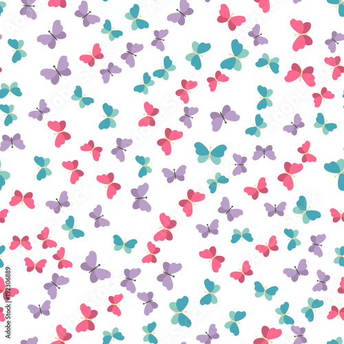 Cute seamless butterfly pattern. Spring or summer vector background © antartstock