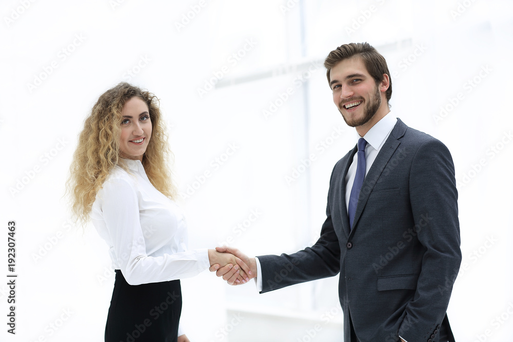 handshake Manager and client on blurred background