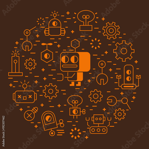 Foto Robotic technology outline illustration in  modern style for website or print illustration