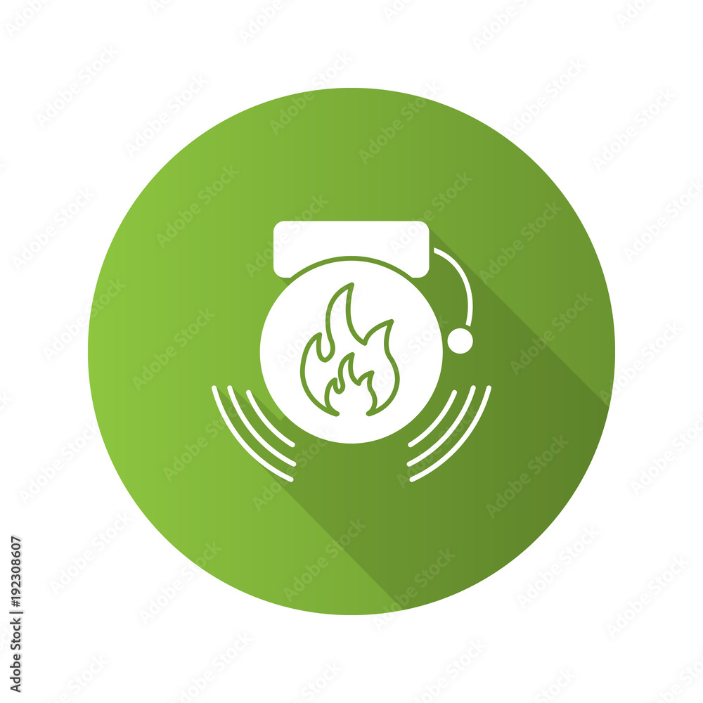 Fire alarm flat design long shadow glyph icon Fire alarm flat design long shadow glyph icon