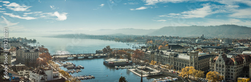 Historic Zurich along the Limmat river and Zürichsee, Switzerland. Historisches Zürich entlang der Limmat und Zürichsee, die Schweiz. photo