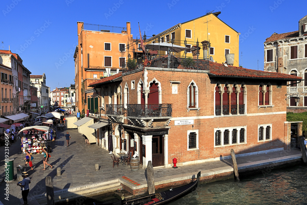 Venice historic city center, Veneto rigion, Italy - streets, tenements and canals of the Sestiere Canaregio district