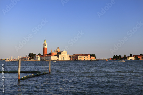 Venice historic city center, Veneto rigion, Italy - the Grand Canal and Benedictine basilica San Giorgio Maggiore on the San Giorgio island