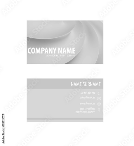 Simple Bussines Card Design With Twist Figure In Grey Color