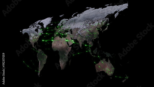 3D rendering of the best concept of the global network, the Internet, global communication, business, traffic flows. Elements of this image furnished by NASA
