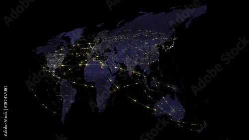 3D rendering of the best concept of the global network, the Internet, global communication, business, traffic flows. Elements of this image furnished by NASA