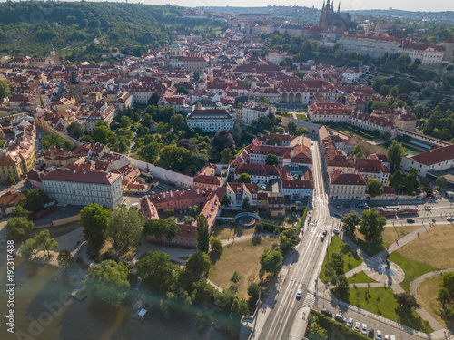 Areal shot of Prague old town