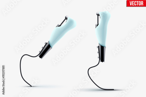 Original Modern Prosthetic two legs mechanism for runner. Paralympic equipment. Vector Illustration isolated on white background.