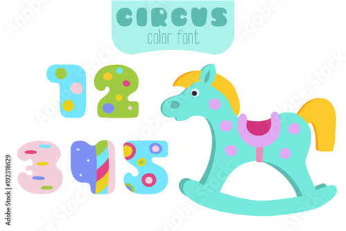 Colorful numbers 1  2  3  4  5 and rocking horse