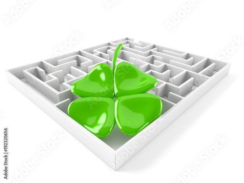 Obraz na płótnie Maze with four leaf clover