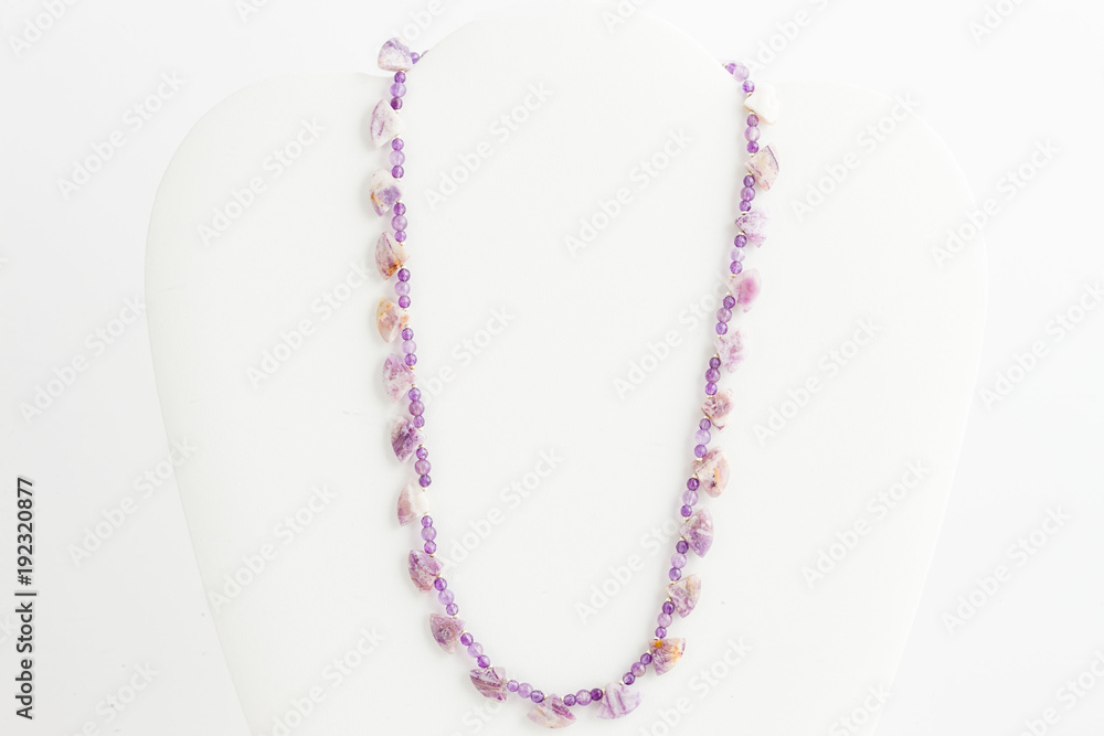 lavendar necklace constructed with several sizes of beads lavendar necklace constructed with several sizes of beads