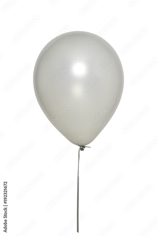 Silver Balloon Floating on white