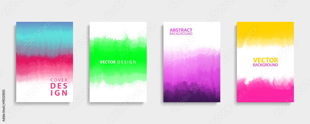 Covers design set with modern abstract color gradients patterns. Templates collection for brochures, posters, banners and cards. Vector illustration.