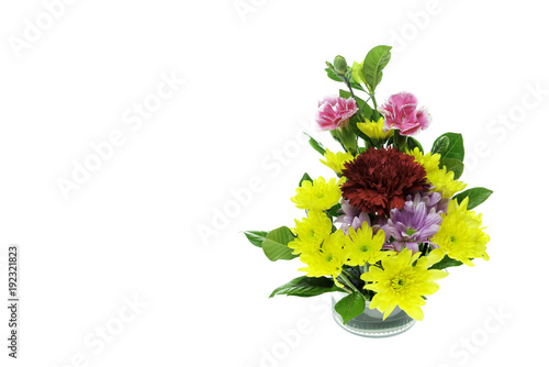 Flowers in a vase on isolated background.