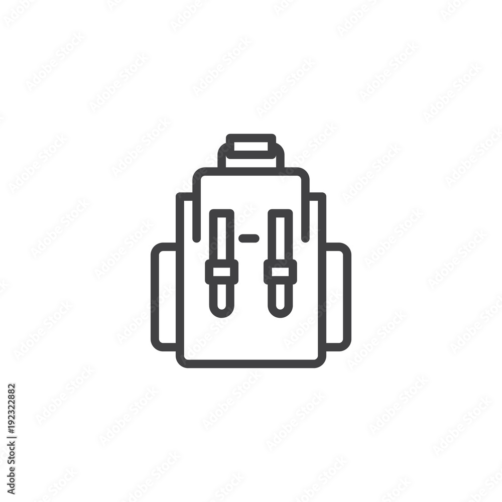 Backpack outline icon. linear style sign for mobile concept and web design. Tourist rucksack simple line vector icon. Symbol, logo illustration. Pixel perfect vector graphics Backpack outline icon. linear style sign for mobile concept and web design. Tourist rucksack simple line vector icon. Symbol, logo illustration. Pixel perfect vector graphics