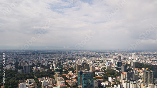 Ho Chi Minh from above. You can find the BitEx tower  highest tower of HCMC  and the skyline.