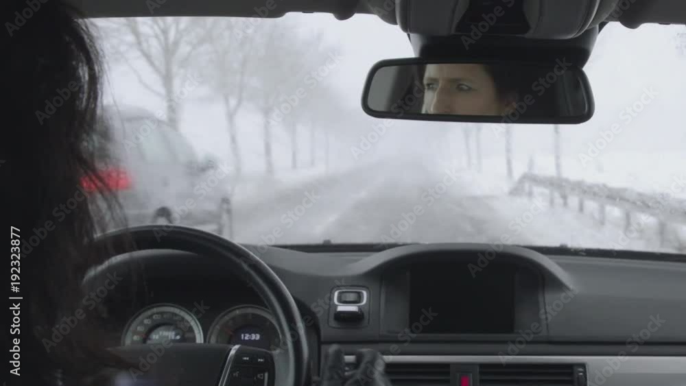 Driving on a country road at heavy snowfall and being overtaken by another car - ProRes Driving on a country road at heavy snowfall and being overtaken by another car - ProRes