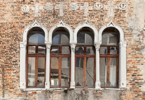 ancient Windows with reflection, Venetia, Italy