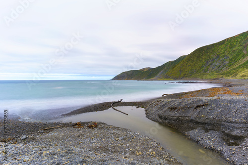 Te Kopahou Reserve is located at Owhiro Bay where people can enjoy walking , cycling and also driving 4WD vehicles along the coast, Wellington , North Island of New Zealand photo