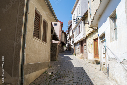  An empty street heading up hill in the faded old town of Ohrid  Macedonia