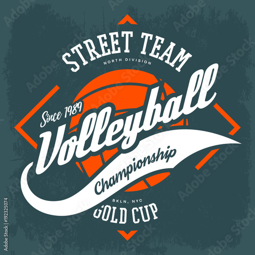 Sportswear volleyball sign, t-shirt print design