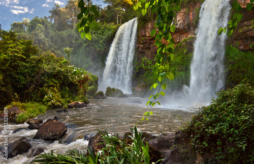 The amazing Iguazu falls  summer landscape with scenic waterfalls