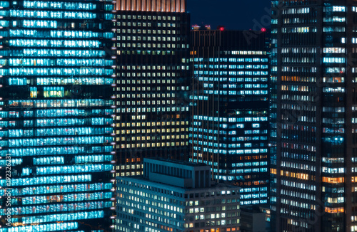 Canvas Print Skyscrapers illuminated at night in Tokyo, Japan