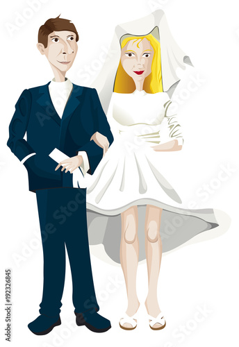 jeune couple de marié en couleur