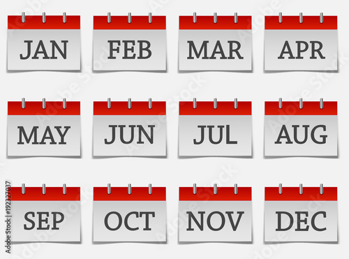  Calendar month set  icon on grey color photo