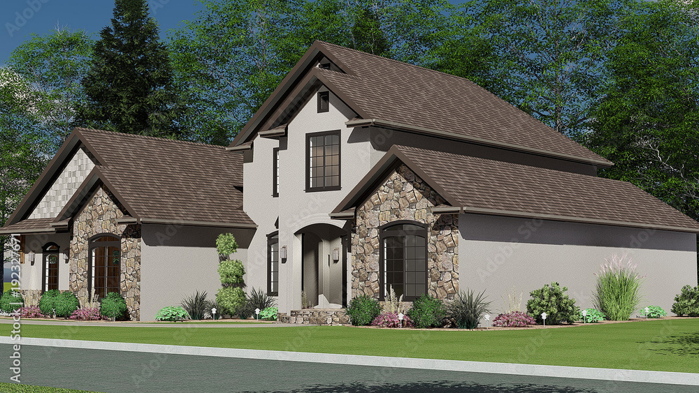 3D Illustration of a French Style Country House 3D Illustration of a French Style Country House