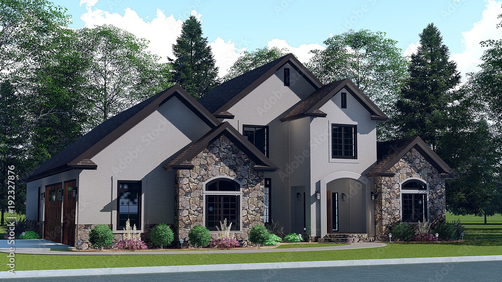 3D Illustration of a French Style Country House 3D Illustration of a French Style Country House