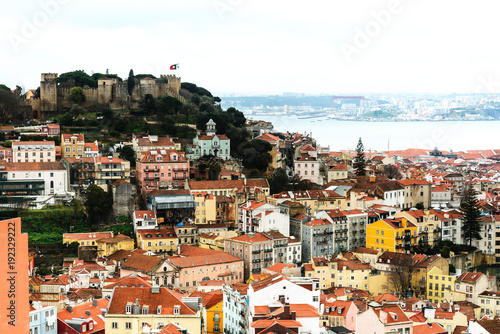 view of downtown in Lisbon city, Portugal
