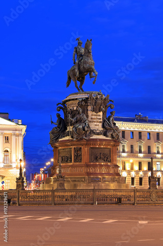 The monument to Emperor Nicholas I on St. Isaac's square in St. Petersburg