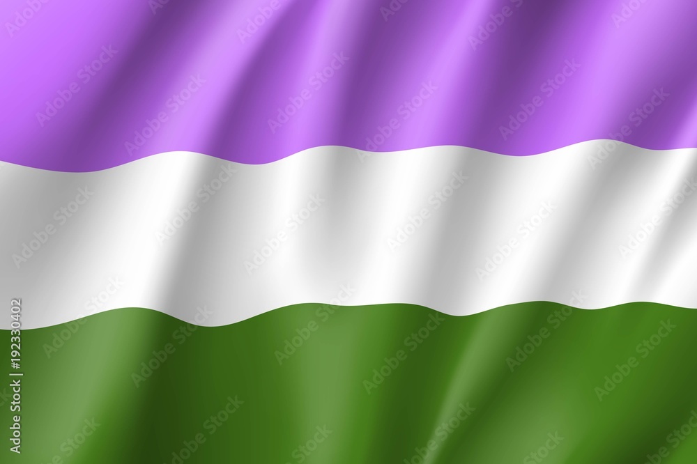 Fototapeta premium Genderqueer pride waving flag movement lgbt, realistic icon. Symbol of sexual minorities, gays and lesbians. Vector illustration of a colorful element