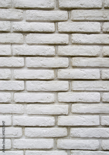 Decorative white bricks wall closeup