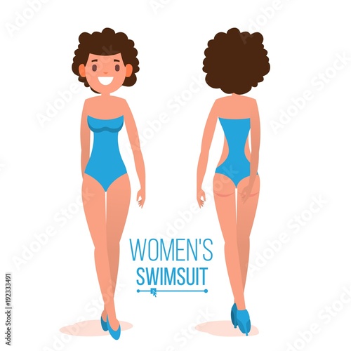 Women s Swimsuit Vector. Female Stylish Swimwear Silhouettes. Isolated Flat Illustration