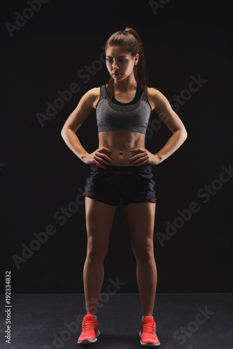 Athletic woman preparing for training