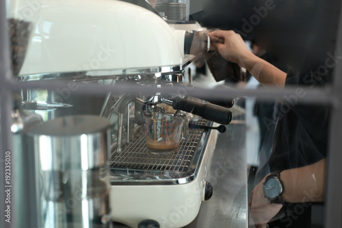 coffee maker machine for brewing fresh espresso coffee in cafe